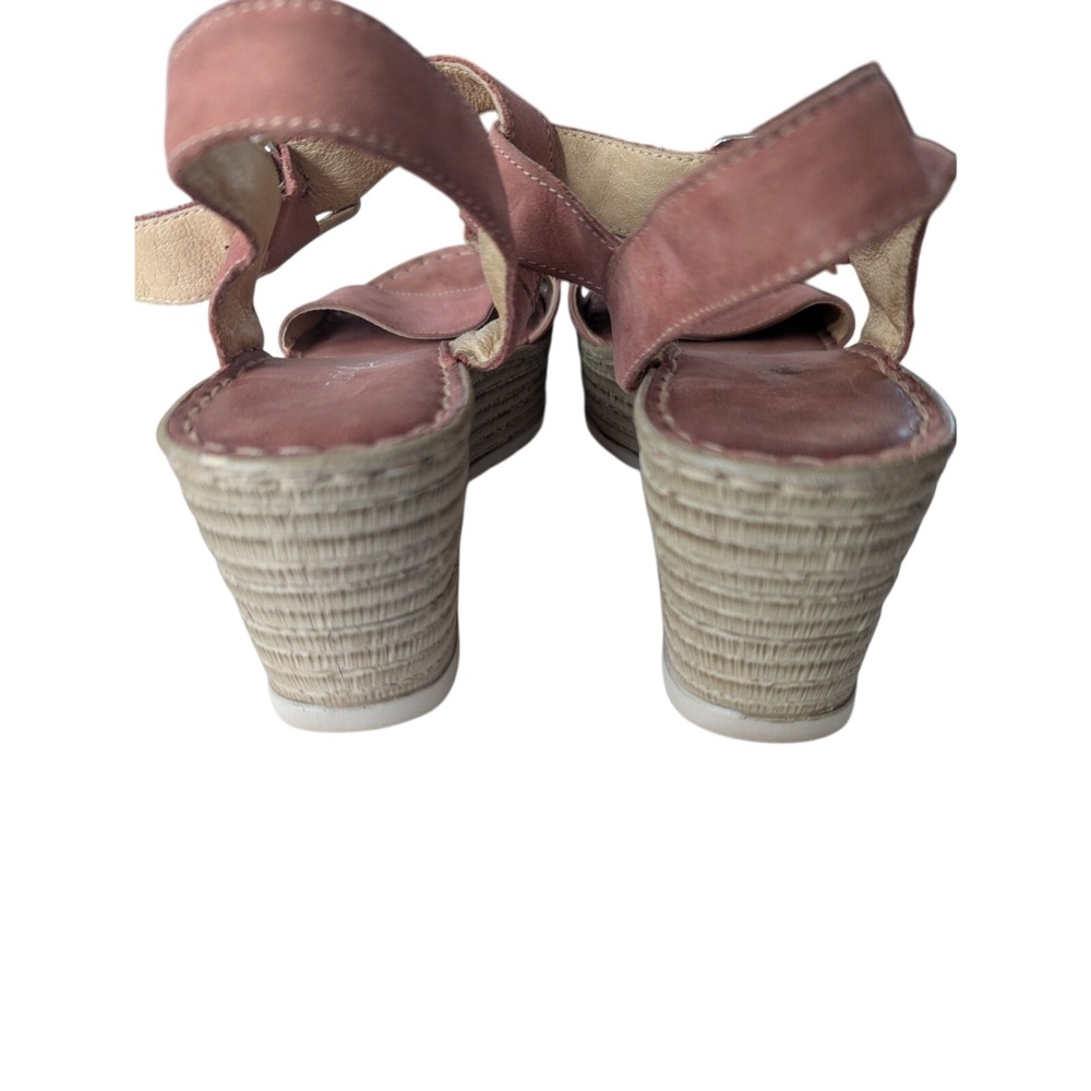 Eurostudio Heeled Wedge Sandals Pink Leather‎ Ankle Strap Shoes - Picture 2 of 4